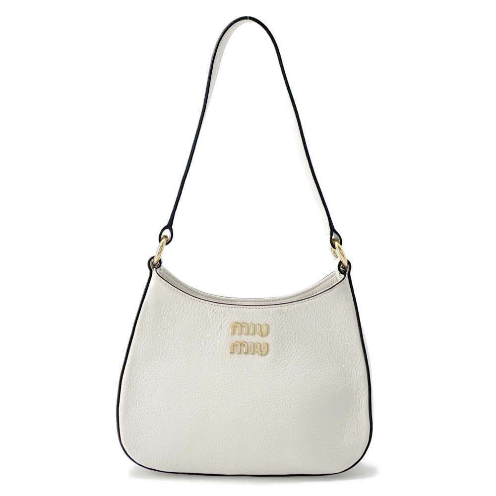 Prada shoulder bag Madras leather Miu Miu One Shoulder Hobo handbag white